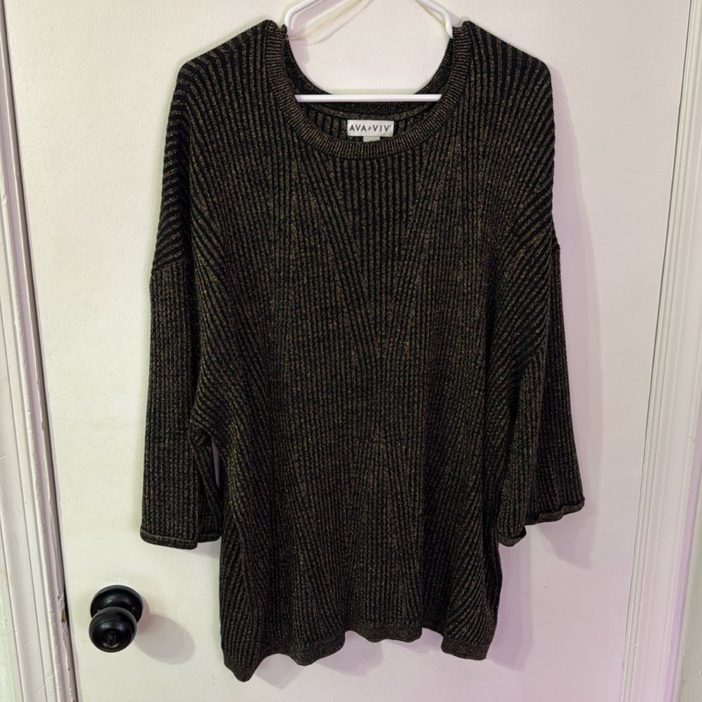 Ava & Viv - Black and Gold Top - Size 3X